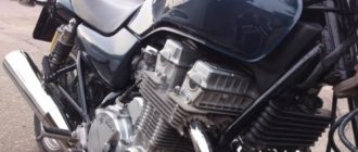 Aluminum fins on the engine cylinders of the Japanese bike Honda CB 750