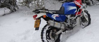 On a motorcycle in winter