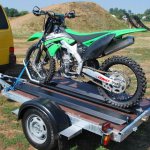 Transporting a pit bike in a trailer